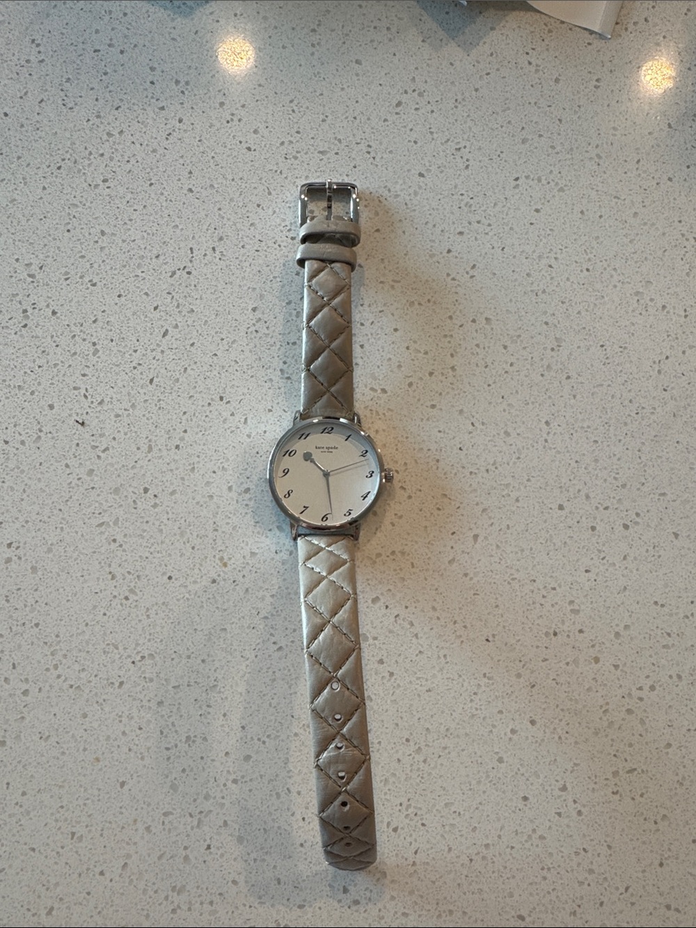 Kate Spade Women’s Silver Quilted Leather Strap Watch - Silver Dial